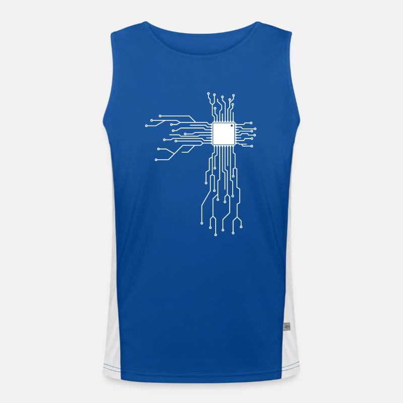 Circuit board with CPU computer design Men's Functional Contrast Tank Top 