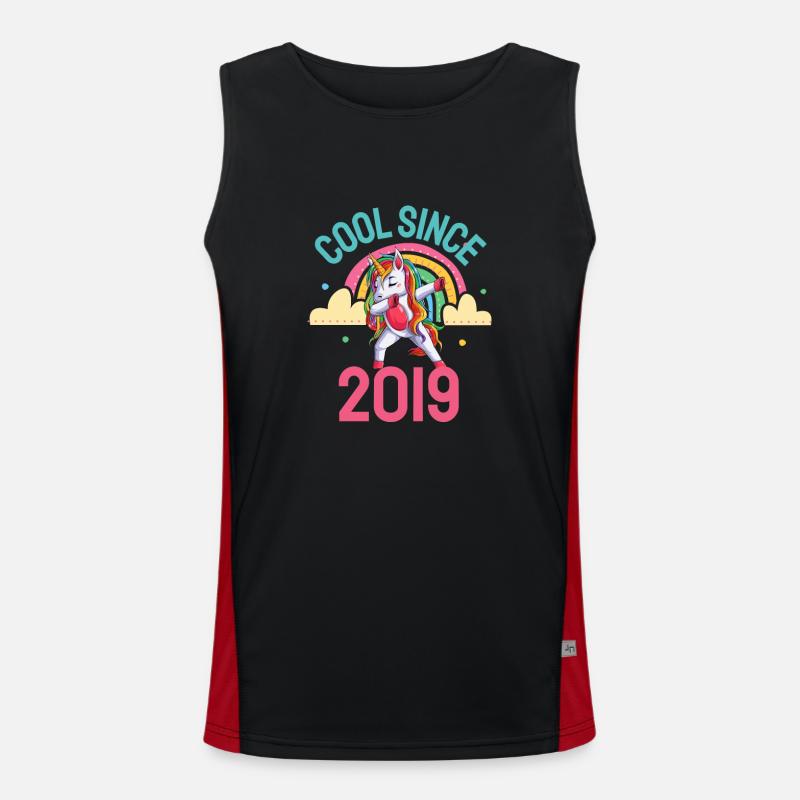 Cool since 2019 Dabbing Unicorn 3rd Birthday Men's Functional Contrast Tank Top 