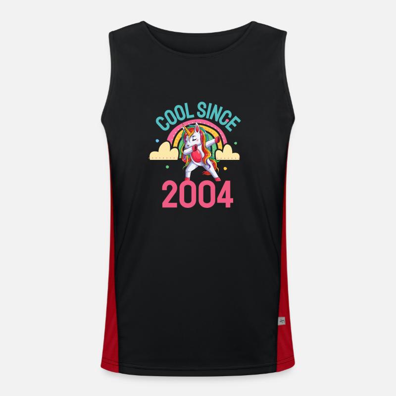 Cool seit 2004 Dabbing Einhorn 18. Geburtstag Funktionelles Kontrast-Tank Top für Männer 