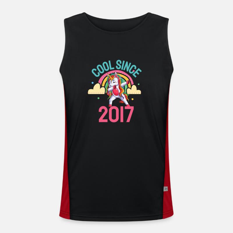 Cool seit 2017 Dabbing Einhorn 5. Geburtstag Funktionelles Kontrast-Tank Top für Männer 