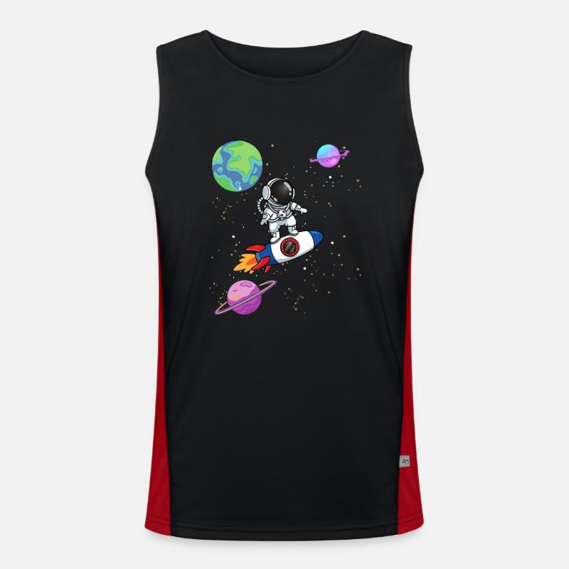 Planète Fusée Astronaute Système Solaire Spatial Débardeur respirant contrasté Homme 