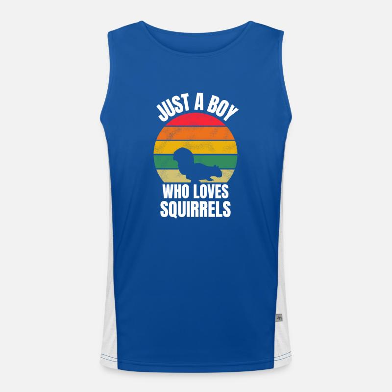 Retro Nature Lover Grunge Forest Animal Squirrel Men's Functional Contrast Tank Top 