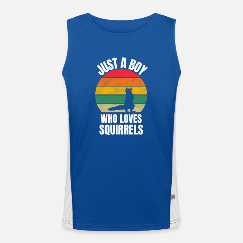 Waldbewohner Junge Geschenk Retro Eichhörnchen Funktionelles Kontrast-Tank Top für Männer 