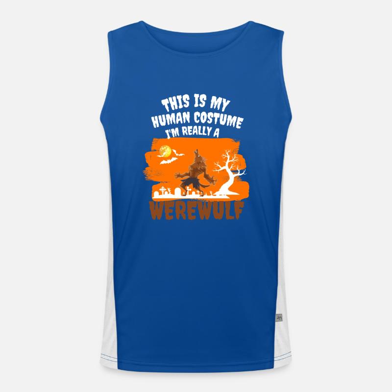 Creepy Werewolf Costume Gift Halloween Men's Functional Contrast Tank Top 