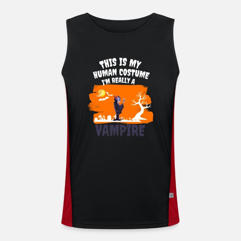 Funny Gift Halloween Costume Vampire Men's Functional Contrast Tank Top 
