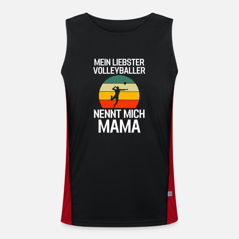 Muttertag Geschenk Volleyballer Mama Volleyball Funktionelles Kontrast-Tank Top für Männer 