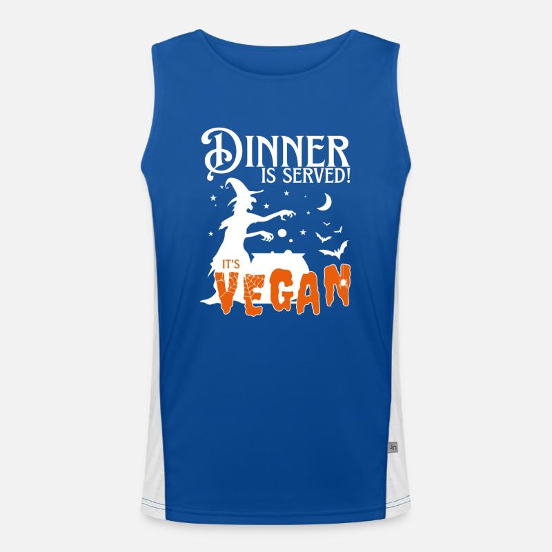 Veganes Hexen-Halloween-Party-Dinner wird serviert Funktionelles Kontrast-Tank Top für Männer 