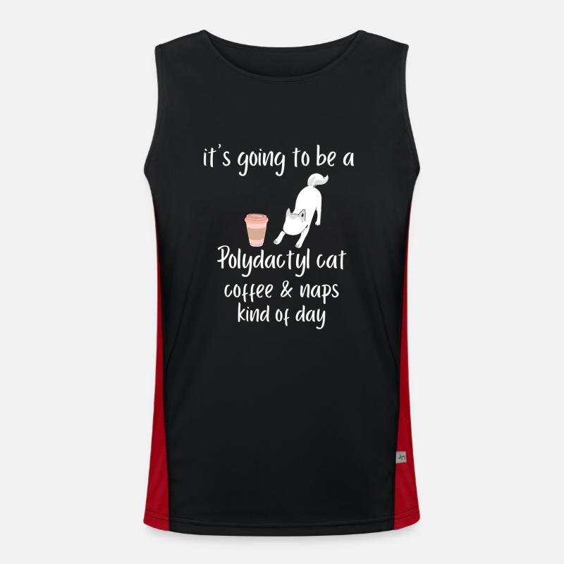 es wird ein Polydactyl Katze Kaffee Nickerchen Tee Funktionelles Kontrast-Tank Top für Männer 