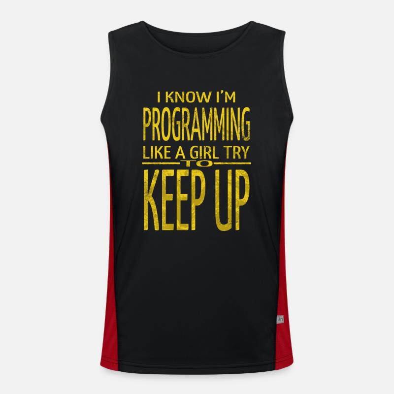 Computer Language Bday Statement Backend Developer Men's Functional Contrast Tank Top 