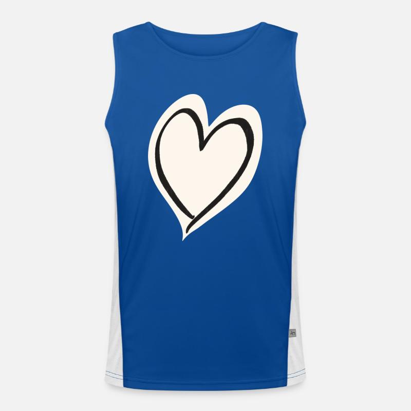 Herz weiß schwarz Funktionelles Kontrast-Tank Top für Männer 