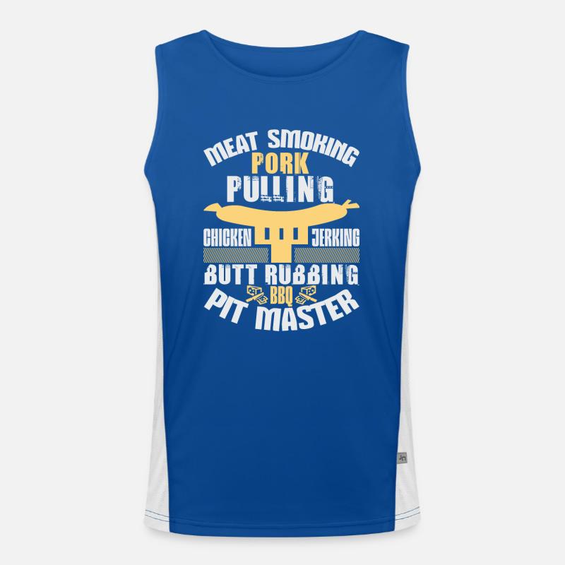 MEAT SMOKING PORK PULLING PIT MASTER Men's Functional Contrast Tank Top 