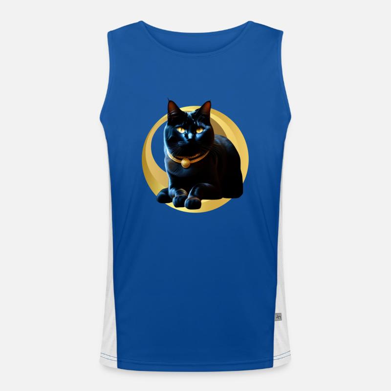 Chat noir collier doré Débardeur respirant contrasté Homme 