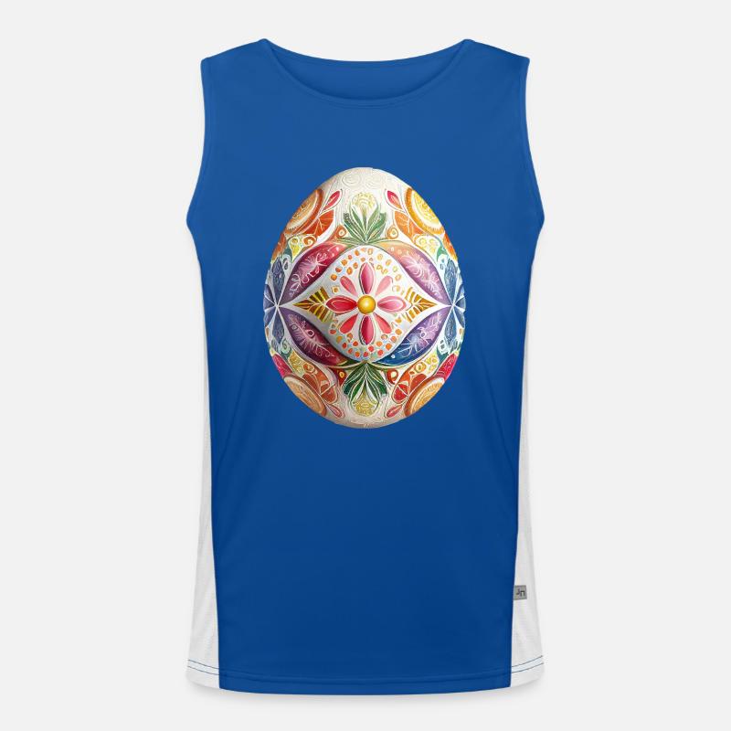 Colorful Easter egg and spring decoration Men's Functional Contrast Tank Top 
