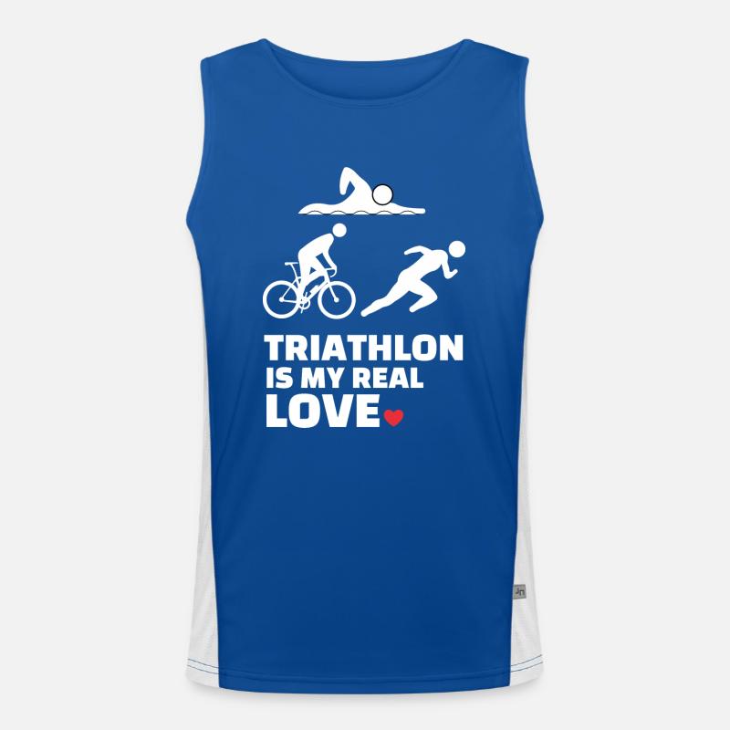Ich Liebe Triathlon Funktionelles Kontrast-Tank Top für Männer 