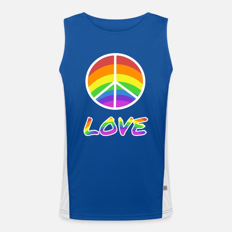 Peacezeichen Love Regenbogen Funktionelles Kontrast-Tank Top für Männer 