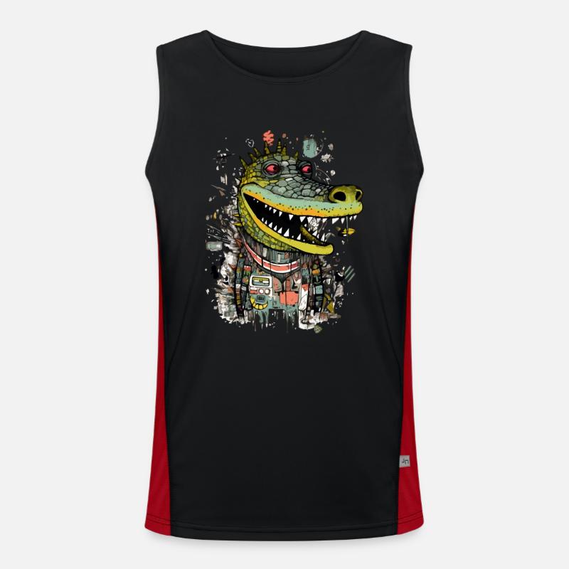 Fako der Alligator Funktionelles Kontrast-Tank Top für Männer 