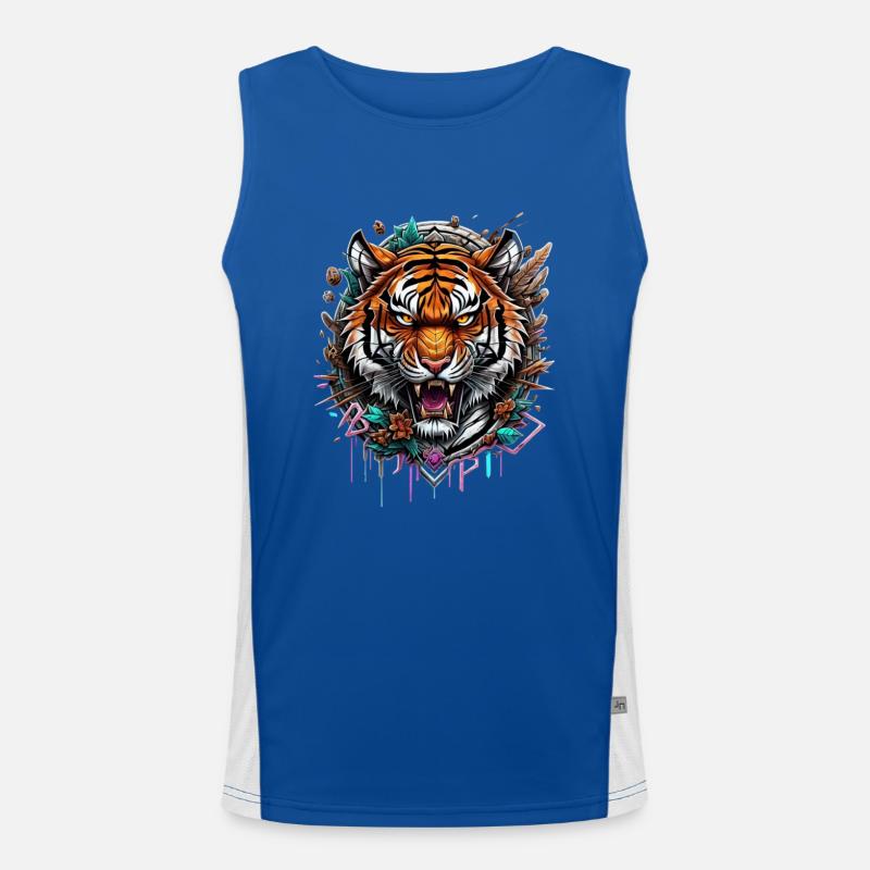 Graffiti Tiger Men's Functional Contrast Tank Top 