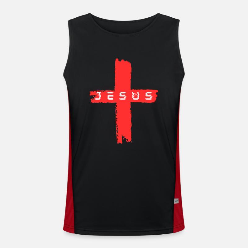 Jesus Kreuz Funktionelles Kontrast-Tank Top für Männer 