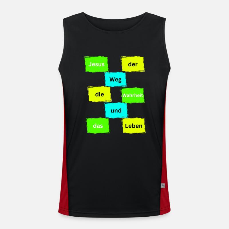 Jesus der weg bunt Funktionelles Kontrast-Tank Top für Männer 