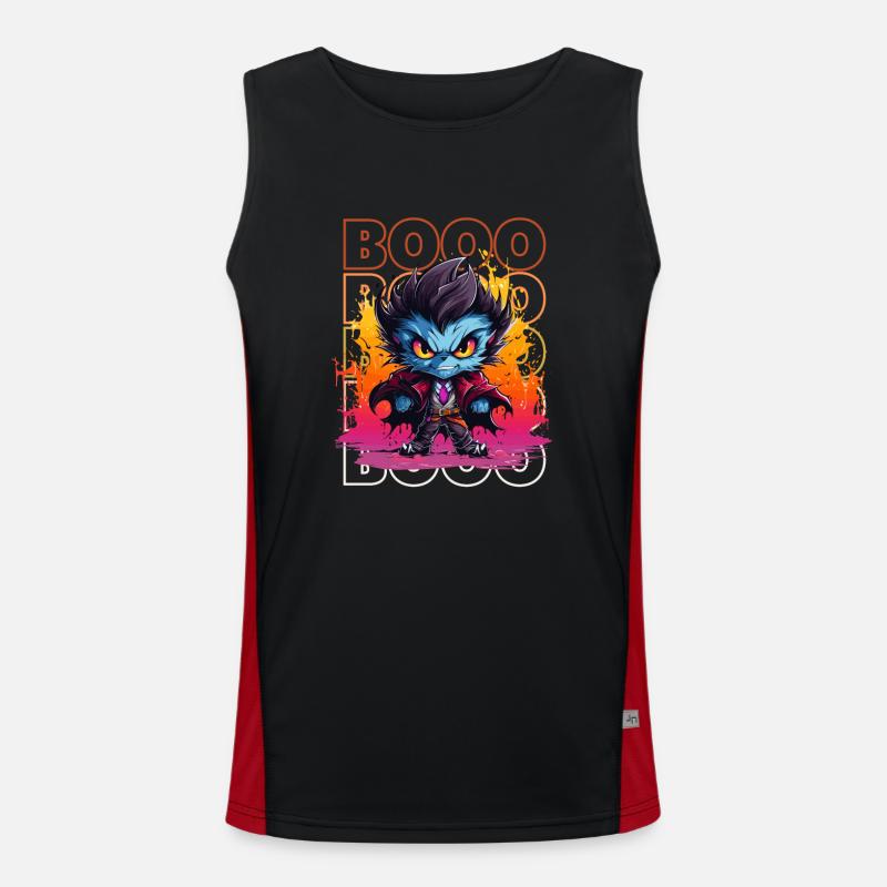 Chibi Thirst & Booo! Nightcrawler Vampire Tee! Men's Functional Contrast Tank Top 