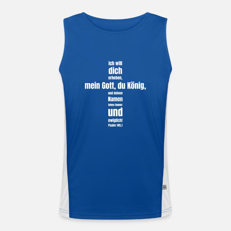 Psalm 145:1 Funktionelles Kontrast-Tank Top für Männer 