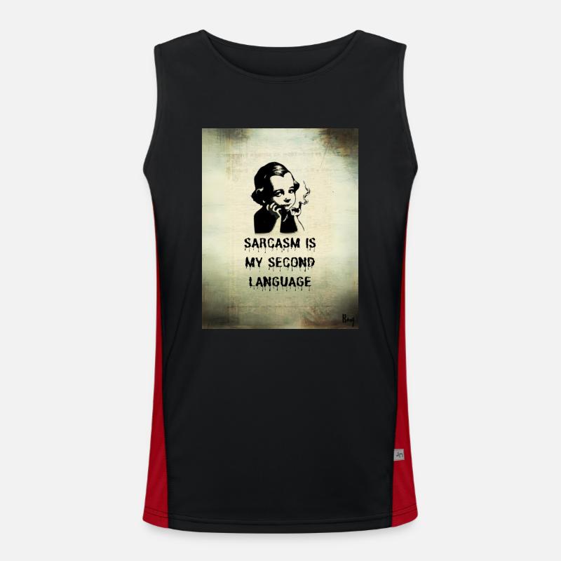 Sarcasm is my second language - Men's Functional Contrast Tank Top  - black/red