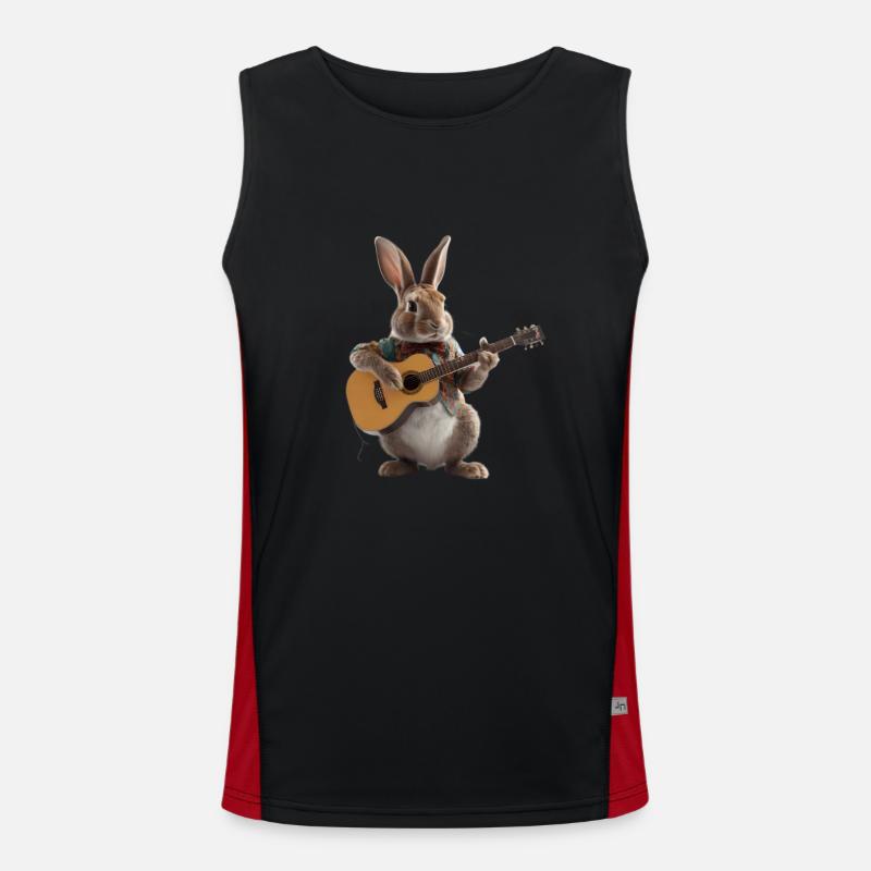 Rabbit Guitar - Men's Functional Contrast Tank Top - black/red