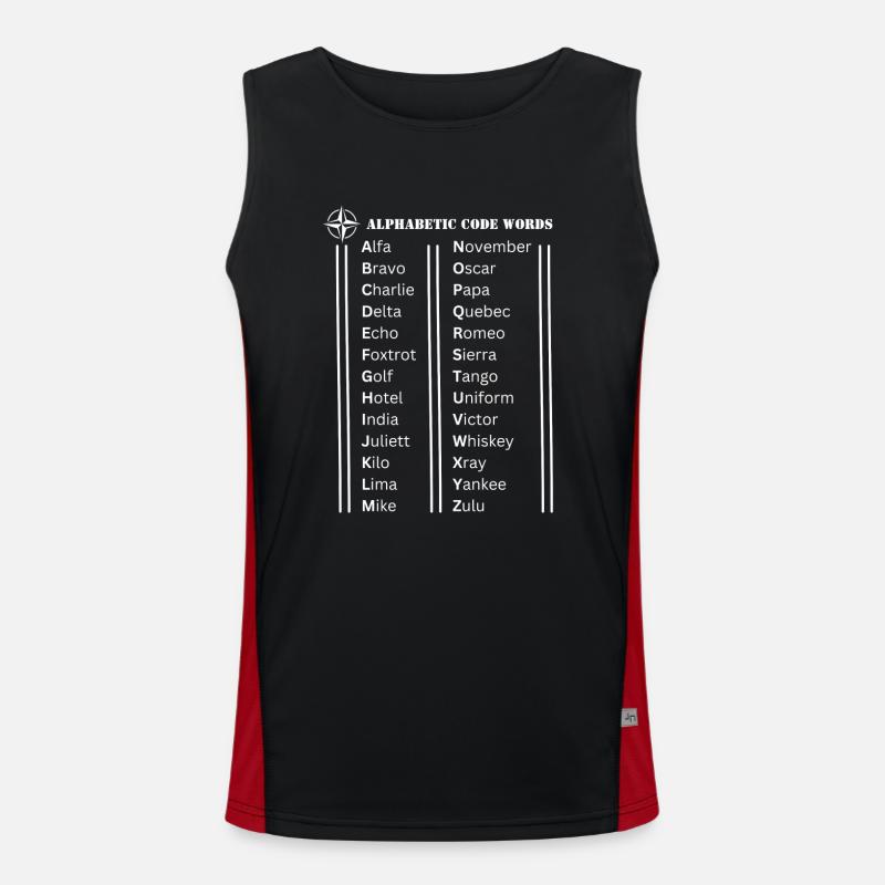 Alphabet code words - Men's Functional Contrast Tank Top  - black/red