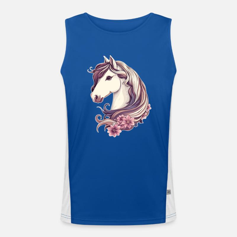 Cheval avec des fleurs Débardeur respirant contrasté Homme 