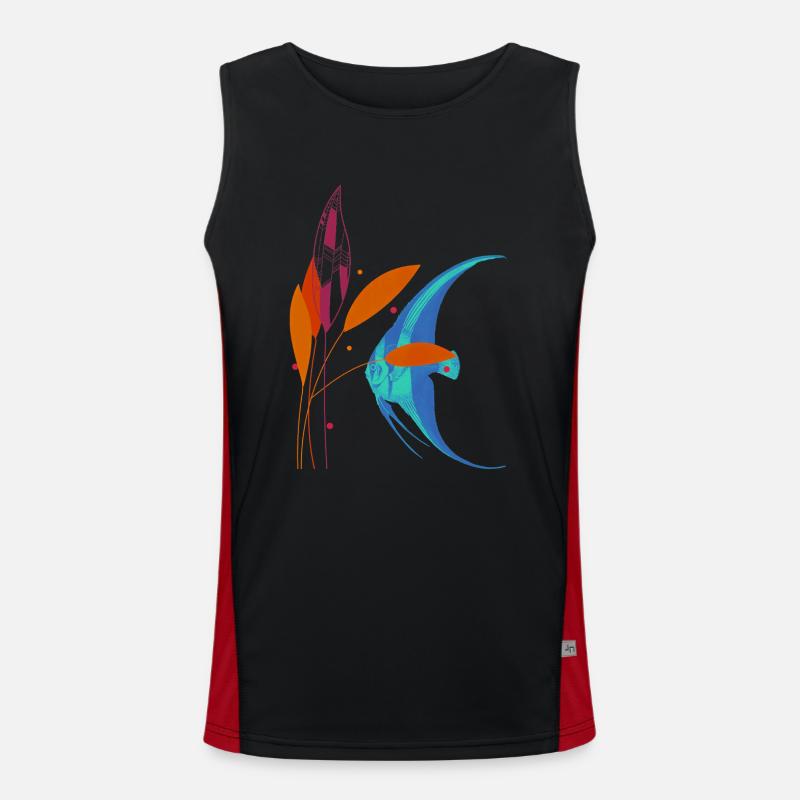 Fisch und Pflanze Funktionelles Kontrast-Tank Top für Männer 
