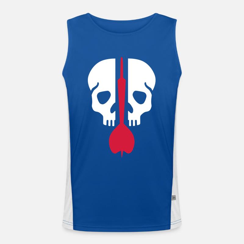 Geteilter Schädel und Dartpfeil Funktionelles Kontrast-Tank Top für Männer 