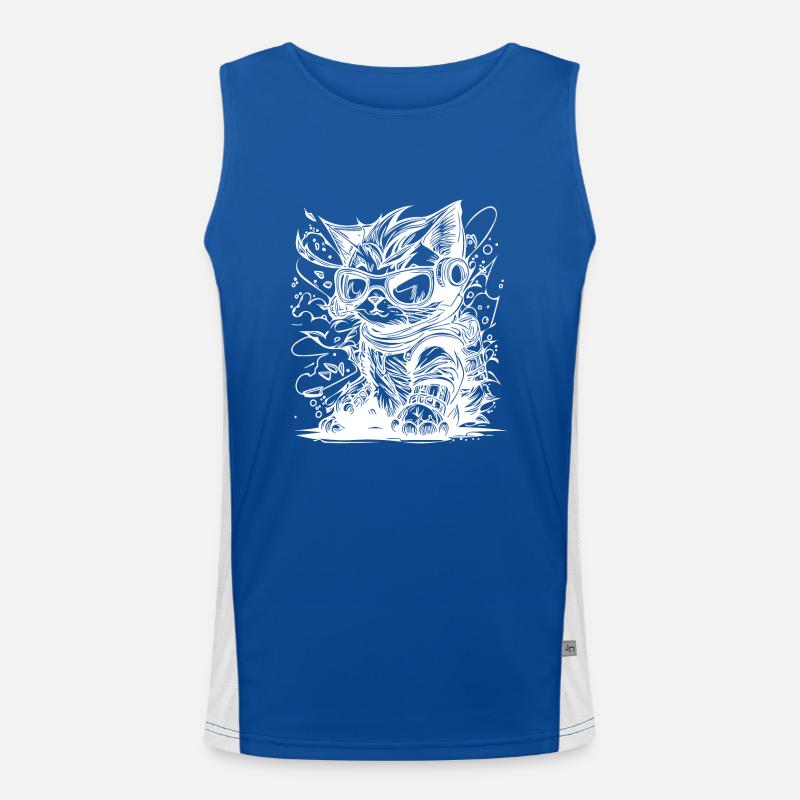 Little Cool Space Cat Splash Style de tatouage Débardeur respirant contrasté Homme 