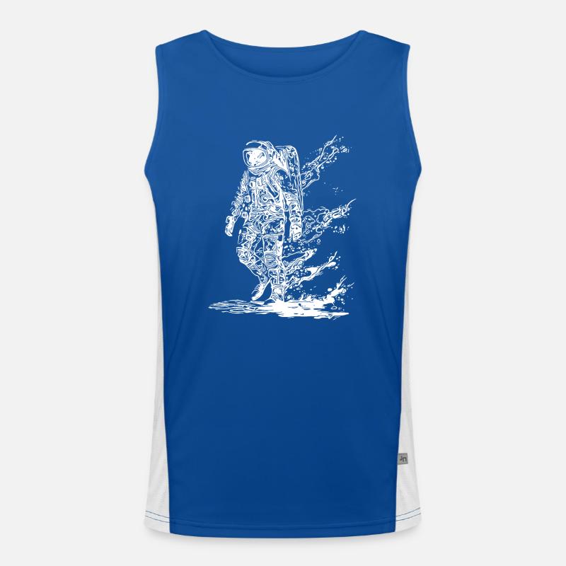 Astronaut in Solar Storm Moondust Nebula Men's Functional Contrast Tank Top 