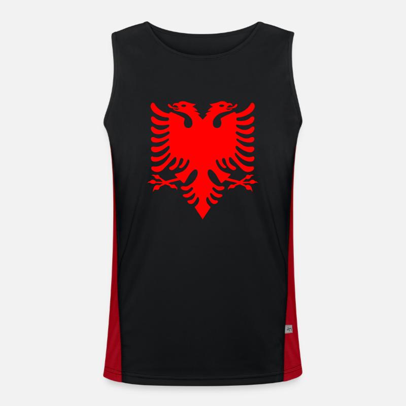 red double-headed eagle Albanian Double Eagle Men's Functional Contrast Tank Top 