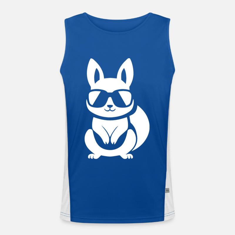 Lustiges Eichhörnchen mit Sonnenbrille Eichhörnchen Funktionelles Kontrast-Tank Top für Männer 