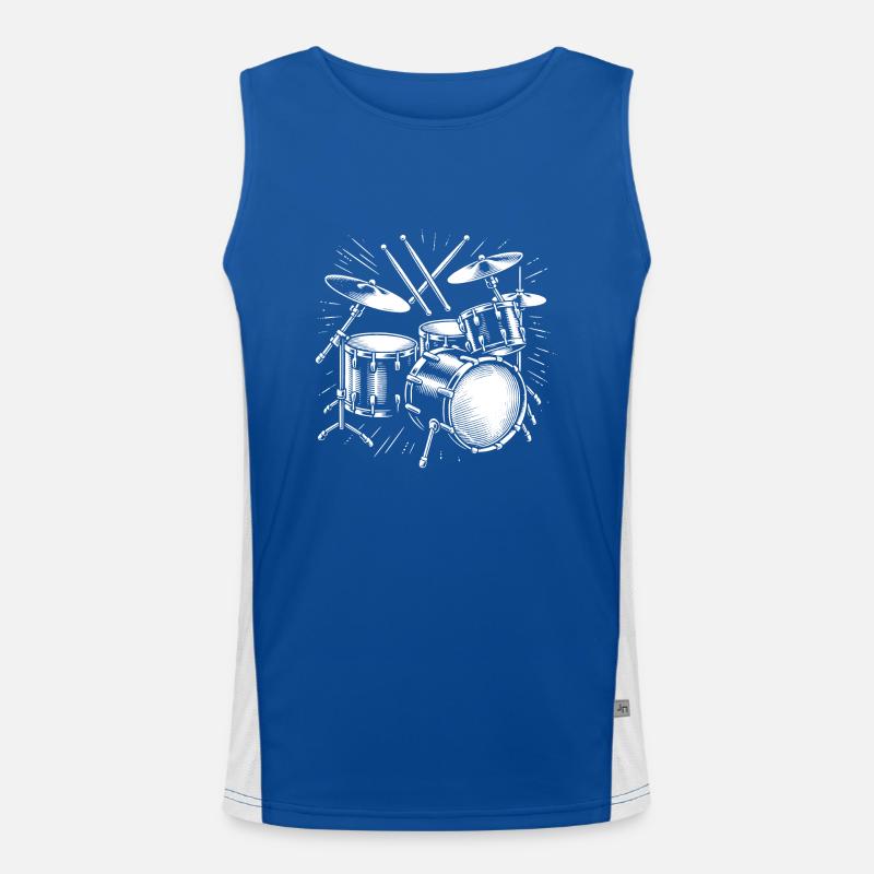 Drums Drummer Destroy Silence Rockband. Men's Functional Contrast Tank Top 