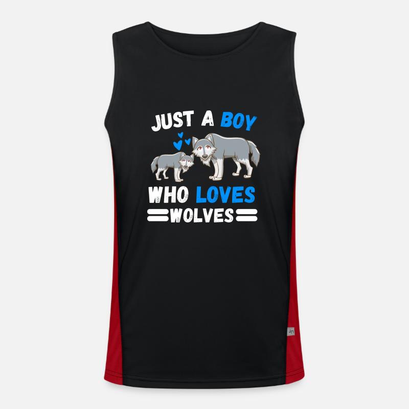 Waldbewohner Jungen Geschenk Wald Tier Wolf Funktionelles Kontrast-Tank Top für Männer 