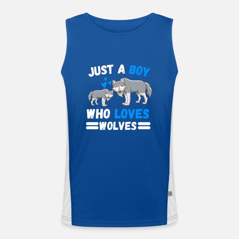 Waldbewohner Jungen Geschenk Wald Tier Wolf Funktionelles Kontrast-Tank Top für Männer 