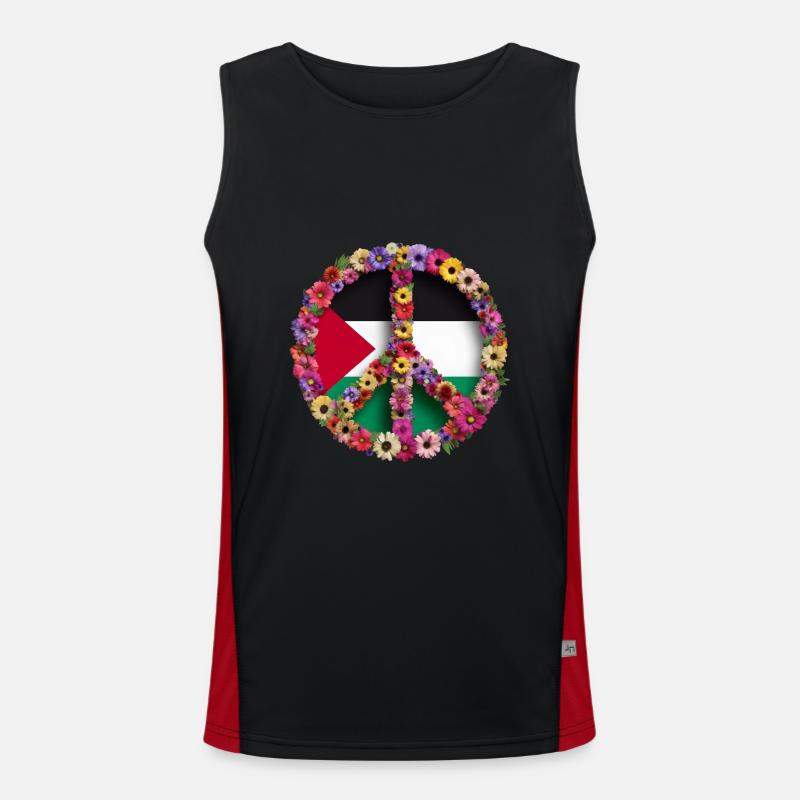 DRAPEAU PALESTINE DRAPEAU PALESTINE Drapeau Fleurs Paix Débardeur respirant contrasté Homme 