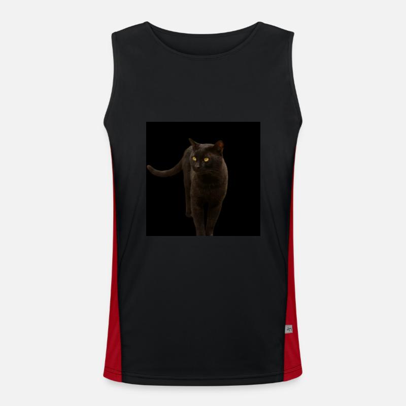 black cat kitten cat - Men's Functional Contrast Tank Top  - black/red