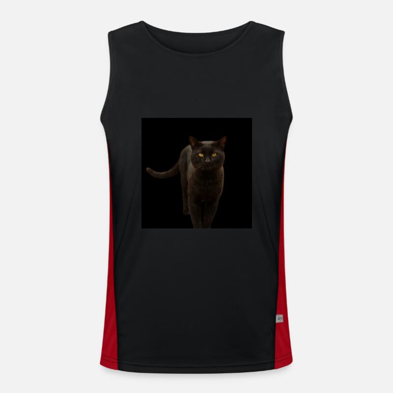 black cat kitten cat - Men's Functional Contrast Tank Top  - black/red