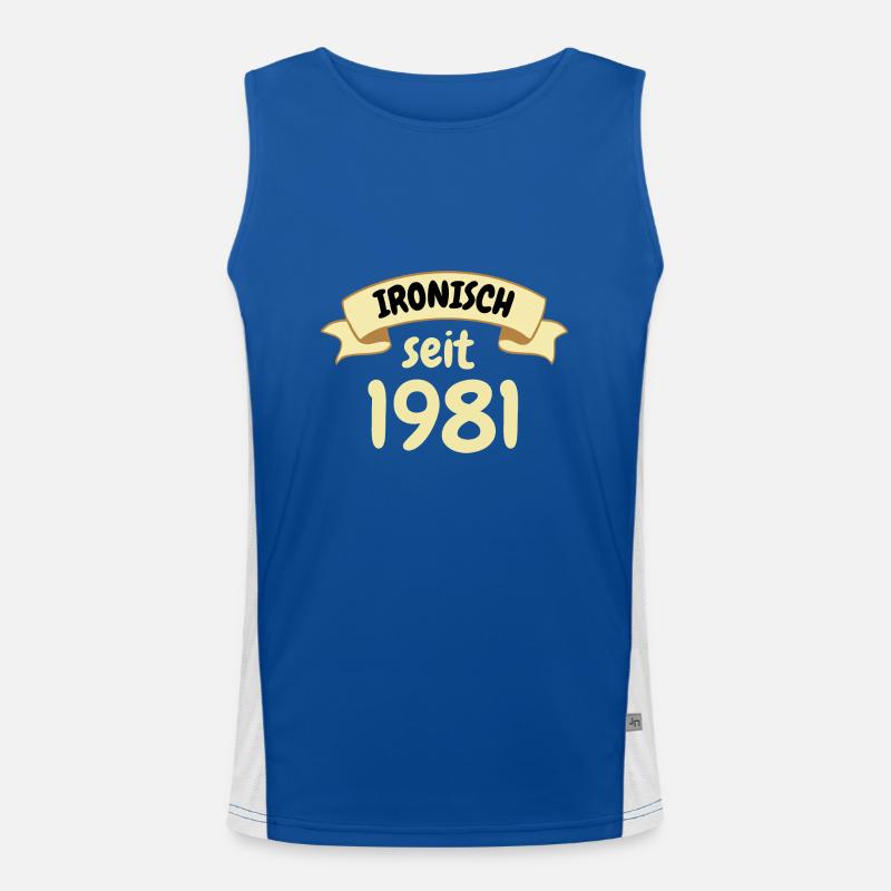 42 Jahre Geburtstag Geschenk Ironisch seit 1981 Funktionelles Kontrast-Tank Top für Männer 
