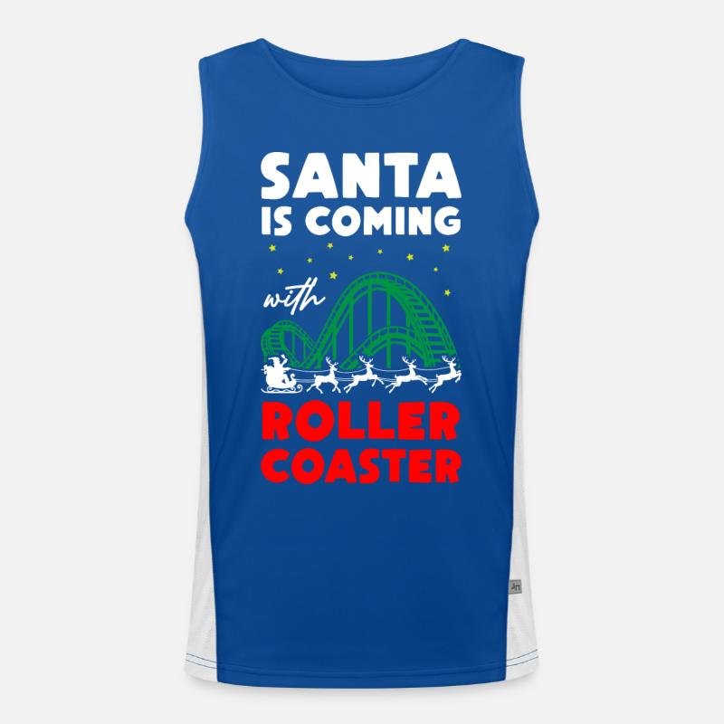Santa is Coming with Roller Coaster Funktionelles Kontrast-Tank Top für Männer 