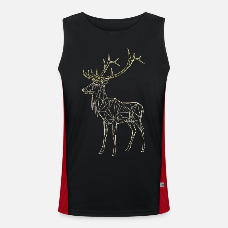 Polygon Deer - Geometric Winter - Men's Functional Contrast Tank Top  - black/red