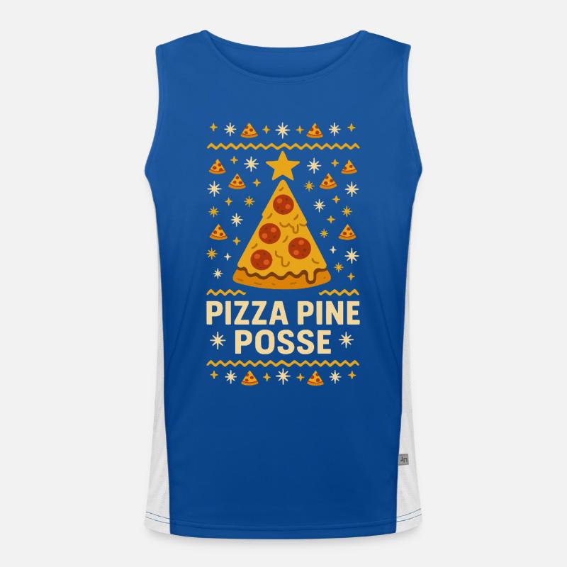 Pizza Pine Posse – Pull de Noël drôle Débardeur respirant contrasté Homme 