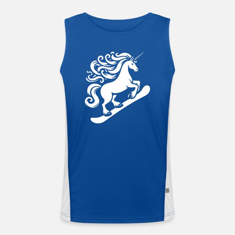 Minimalist Design: Unicorn Snowboarder Men's Functional Contrast Tank Top 