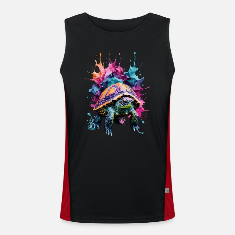 Turtle Cool Cool In Colorful and Cool Design Men's Functional Contrast Tank Top 
