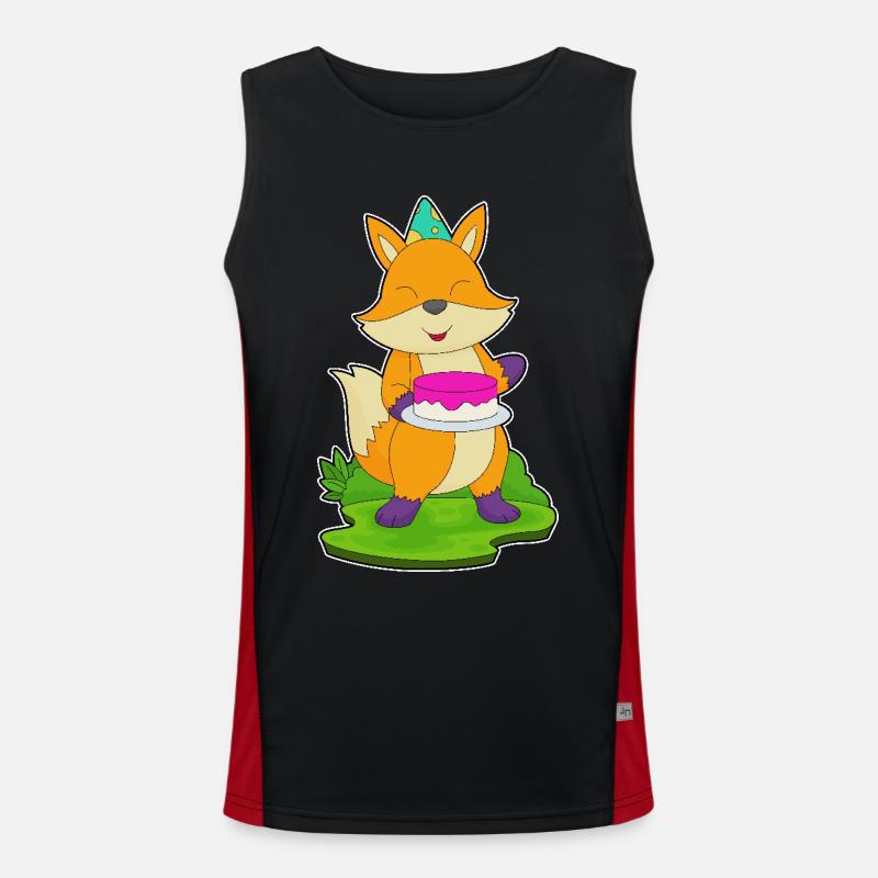 Fox Birthday Cake - Men's Functional Contrast Tank Top - black/red