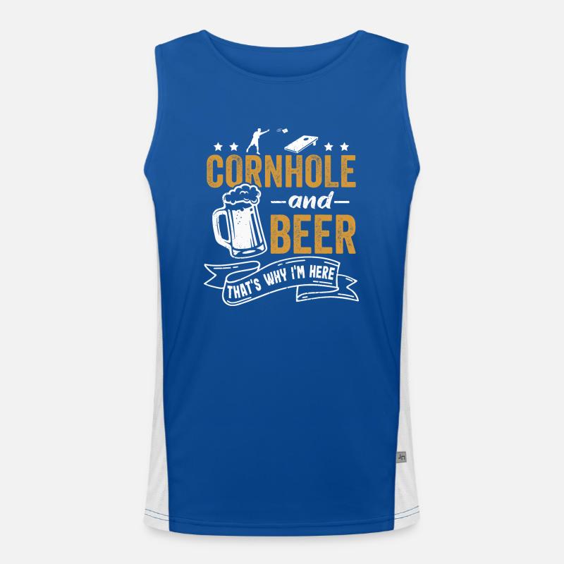 Cornhole und Bier Darum Bin Ich Hier Funktionelles Kontrast-Tank Top für Männer 