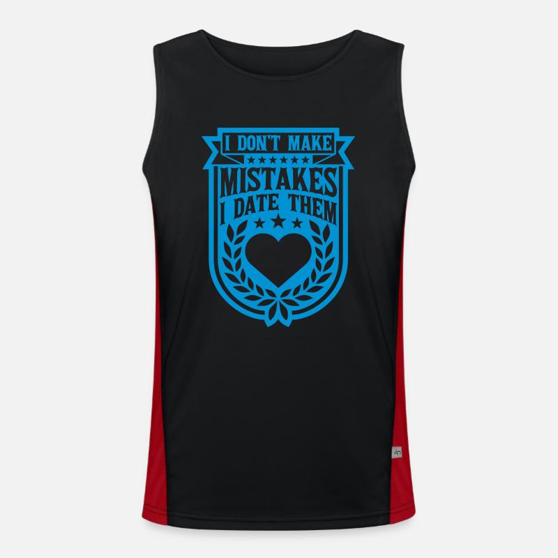 Date Mistakes Zitat Logo Funktionelles Kontrast-Tank Top für Männer 